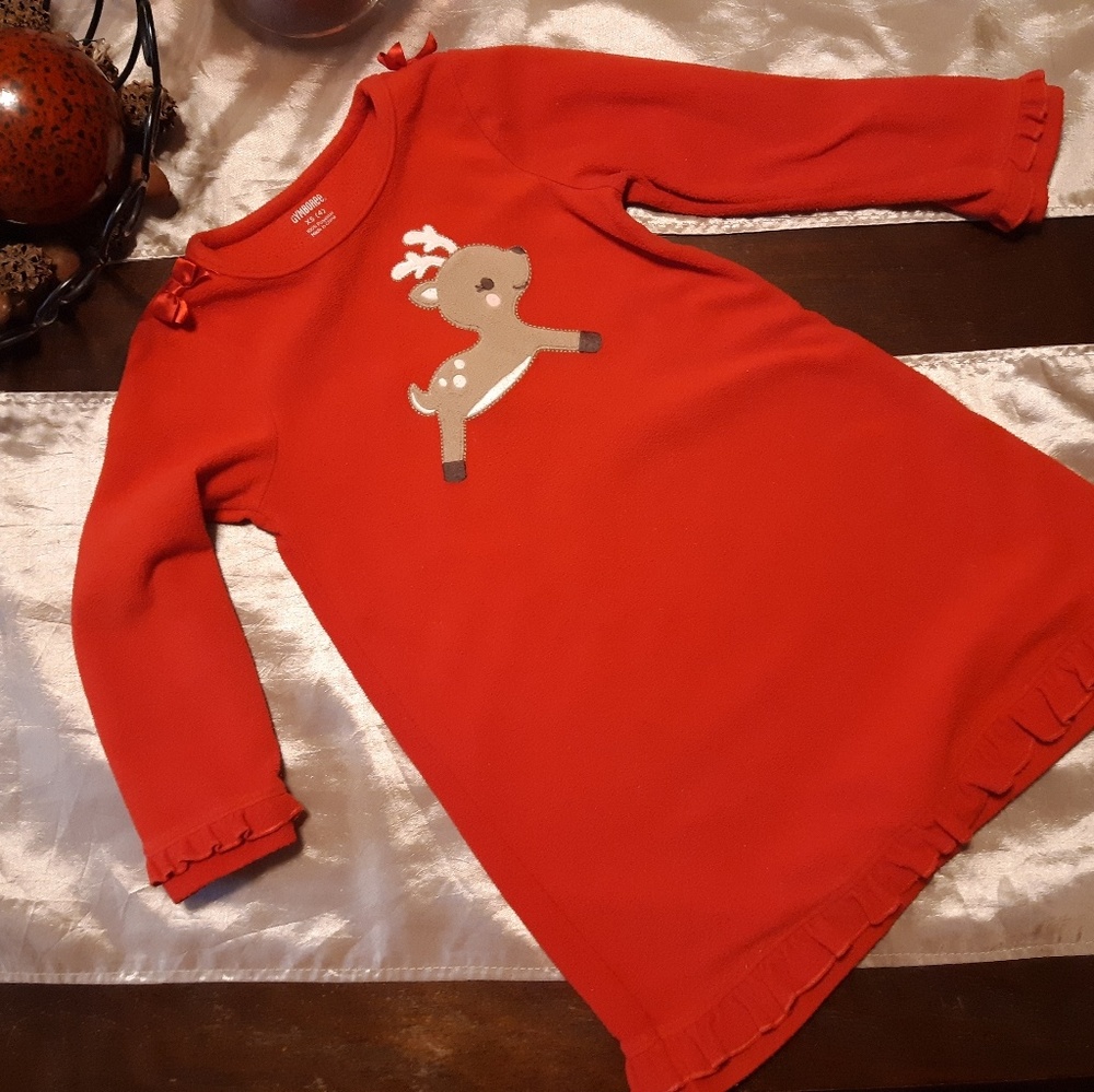 Size 4 Gymboree Red Christmas Reindeer Nightgown
